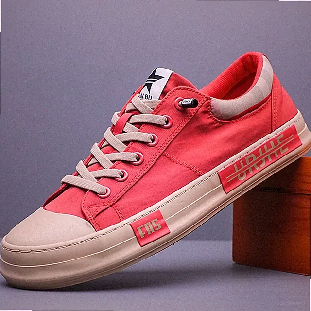Spring Summer Sneakers Men's Canvas Shoes Flats Vulcanized Fashion Walking Red
