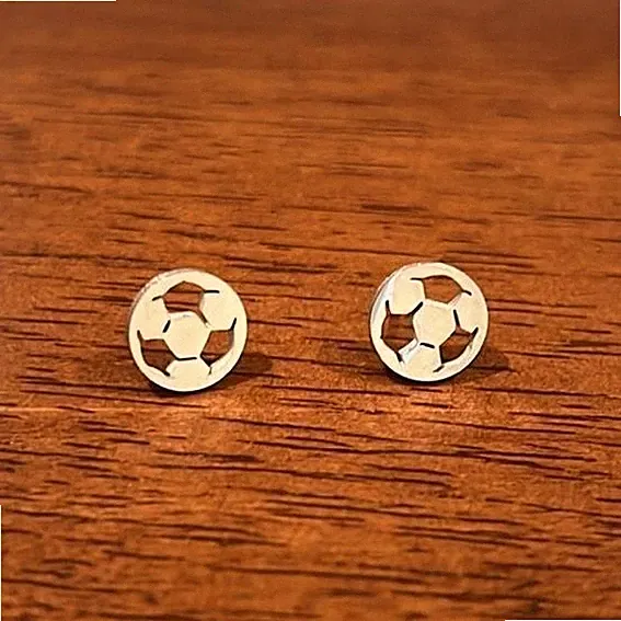 Stainless Steel Soccer Ball Stud Earrings