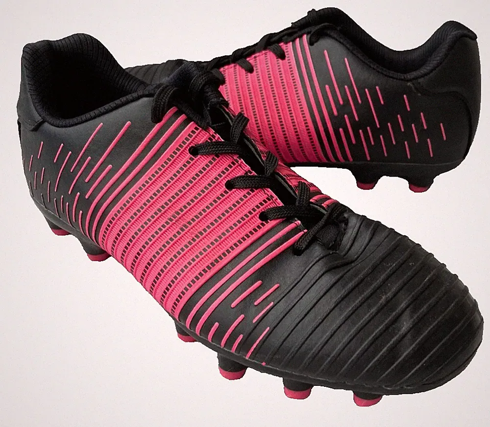 Starmerx Girls Firm Ground Soccer Cleats-Black/Pink (Youth Size 3.5)