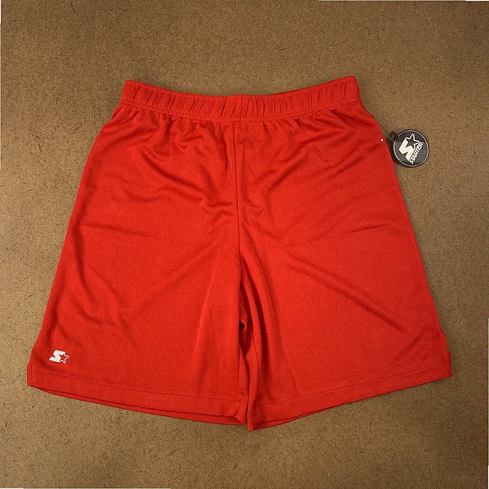 Starter Boys Youth Size XL Red Drawstring Elastic Waist Knit Soccer Shorts NWT