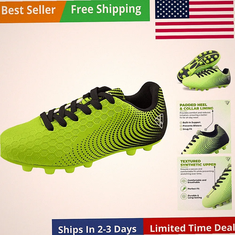 Stealth Firm Ground Soccer Cleats – Lightweight, Sturdy, Comfortable for Kids...
