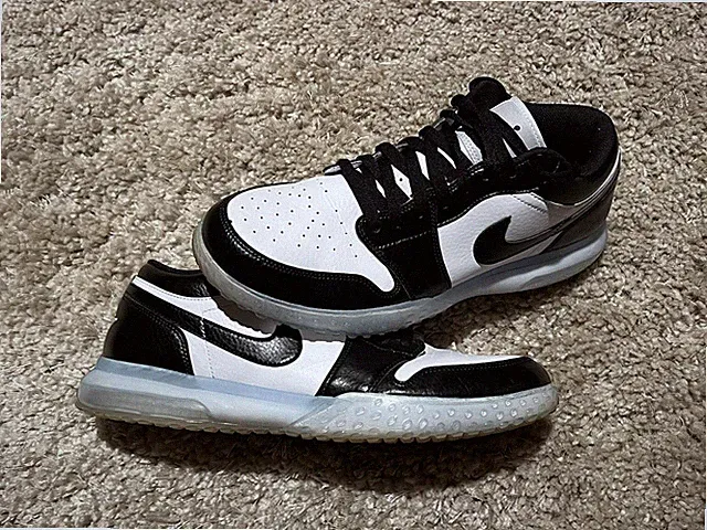 STERLING SHEPARD PE PROMO SAMPLE WHITE/BLACK JORDAN 1 LOW TURF SHOES CLEATS