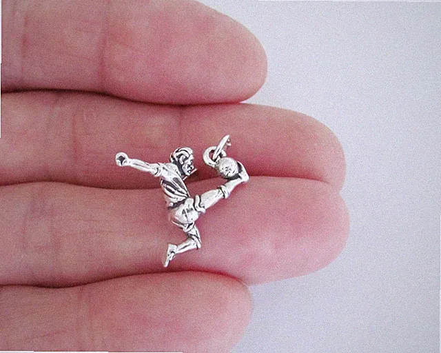 Sterling Silver 3d male Soccer player charm