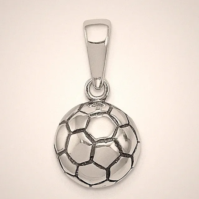 Sterling Silver 925 3-D Antiqued Finish Soccer Ball Charm Pendant 0.79 Inch