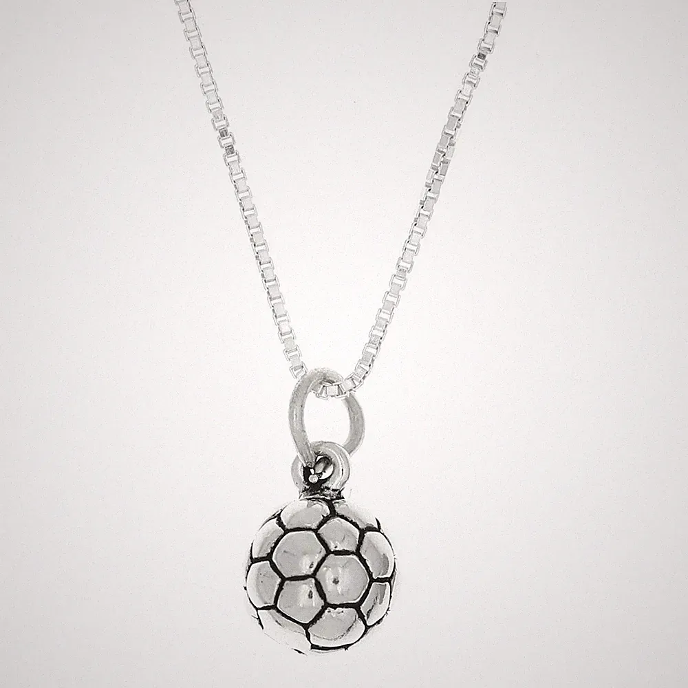 Sterling Silver Soccer Ball Charm with Necklace (Options)