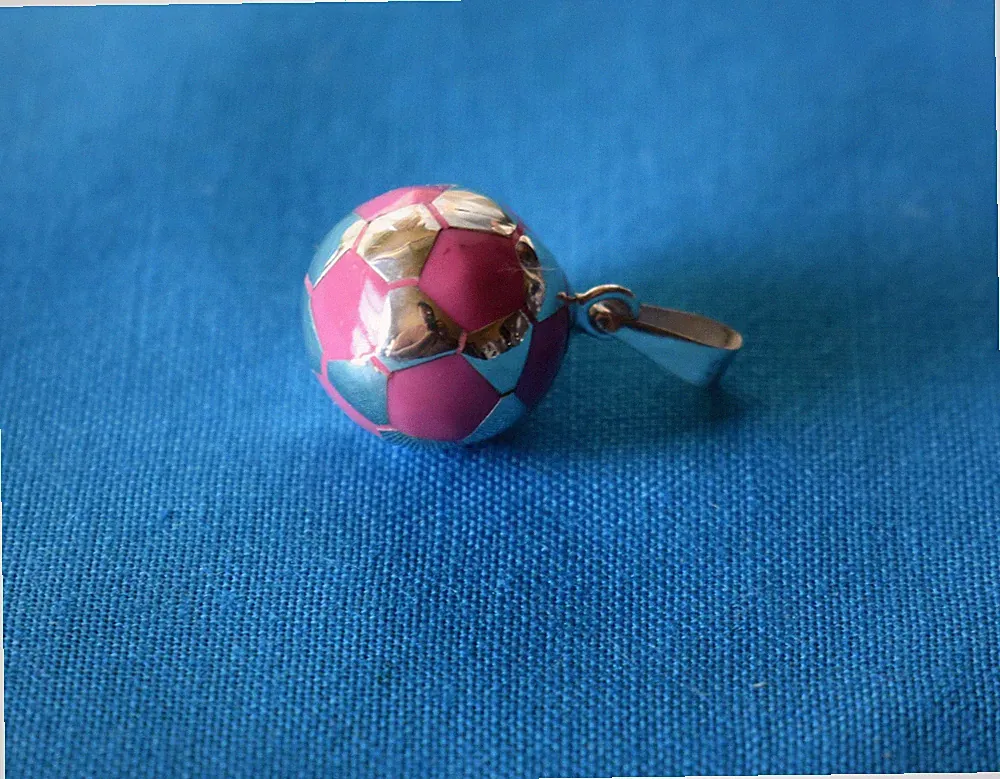 STERLING SILVER Soccer Ball PINK Charm .925 NEW
