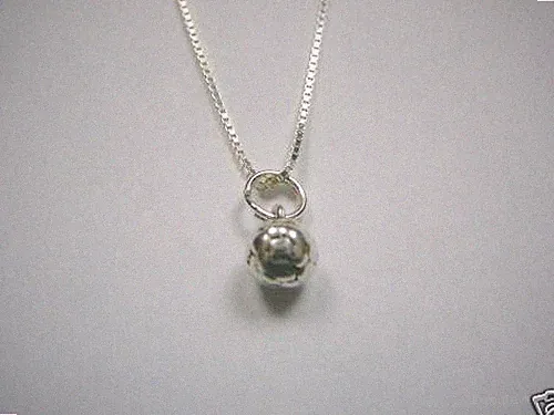 Sterling Silver Soccer Necklace, Solid, 18" Length