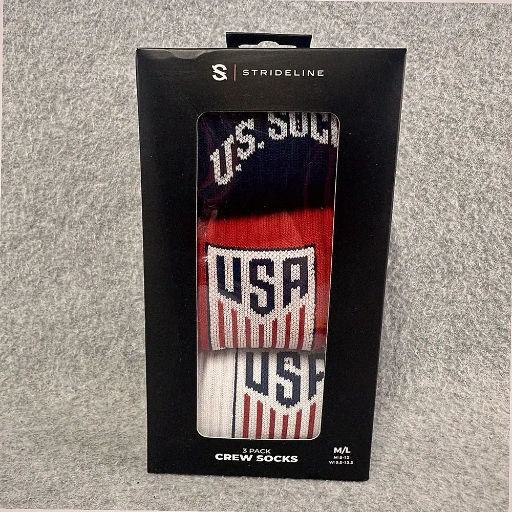 Strideline US Soccer Crew Socks 3 Pack USA Premium Knit Unisex M/L