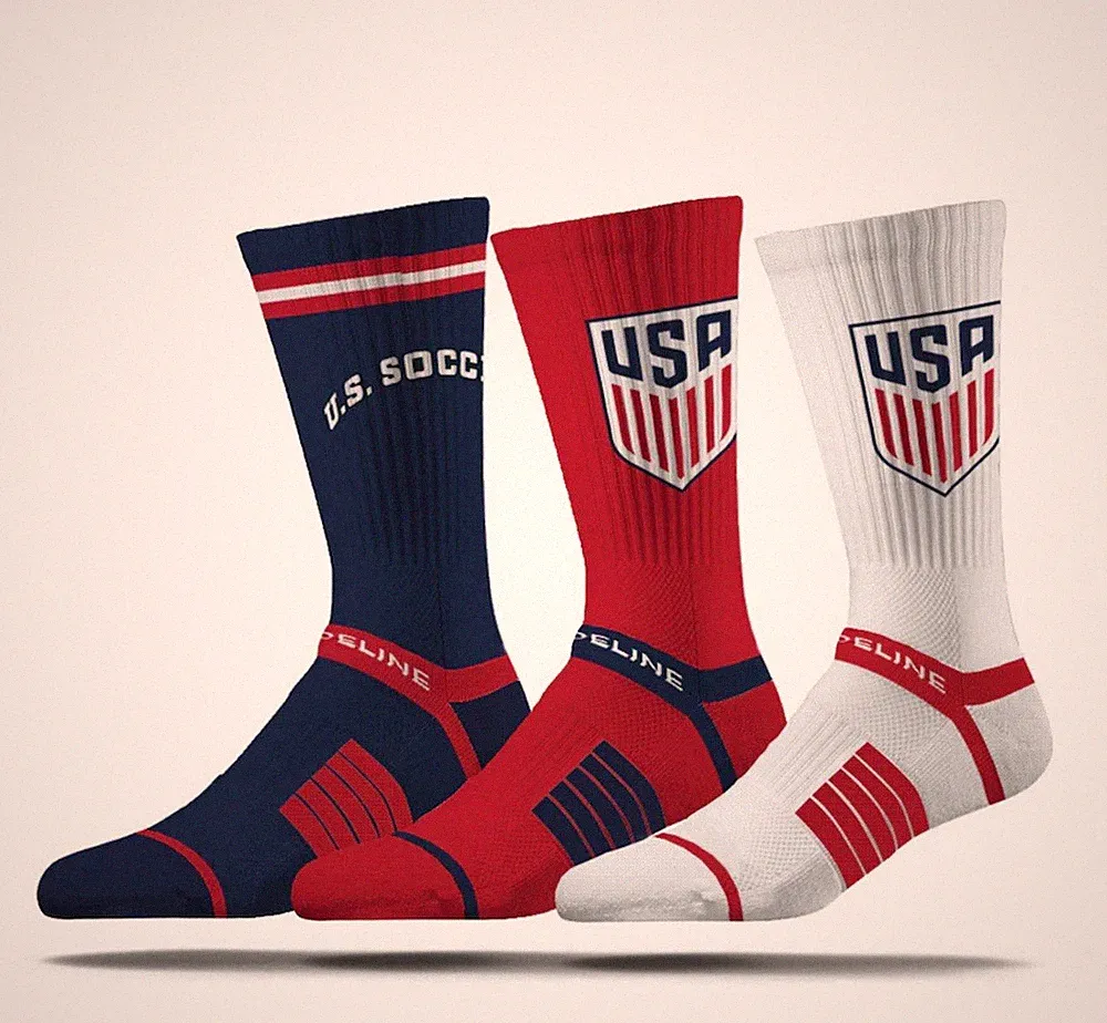 Strideline US Soccer Crew Socks 3 Pack USA Premium Knit USMNT M/L FIFA