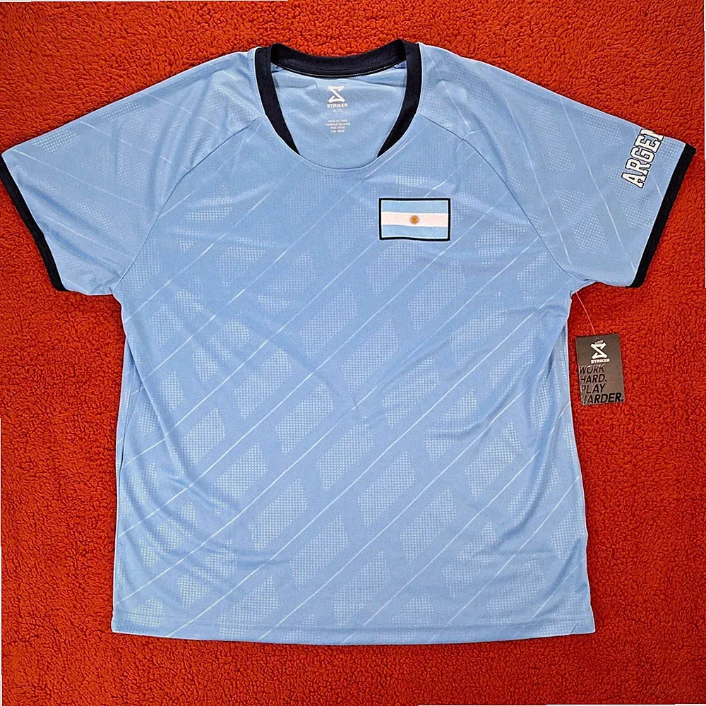 STRIKER Argentina T-Shirt Men's XL Blue Soccer Futbol Jersey World Cup Team