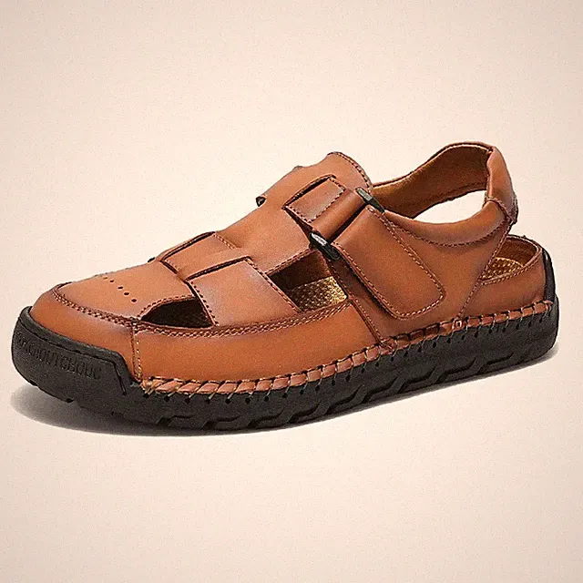 Summer Fashion Men Sandals Leather Outdoor Walking Shoes Antiskid Beach Footwear
