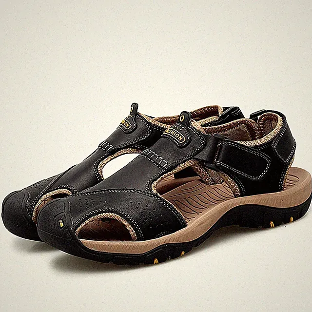 Summer Mens Sandals Genuine Leather Cycling Outdoor Anti Slips Beach Roman Shoes
