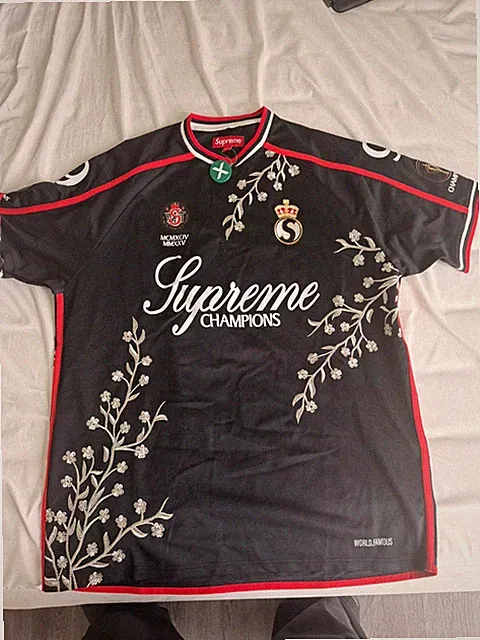 Supreme Floral Soccer Jersey Black Size L