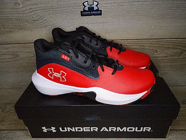 Sz. 11 Under Armour Lockdown 7 Mid Leather Men's Basketball Shoes 3028512-600
