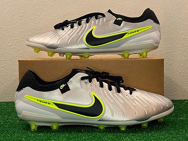 Sz 13 Men- Nike Tiempo Legend 10 Pro AG Silver Volt Soccer Cleats NEW DV4334-001
