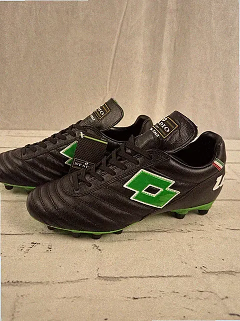 Sz 7 Lotto Stadio OG II FG Soccer Cleat Black Spring Green & White Made In Italy
