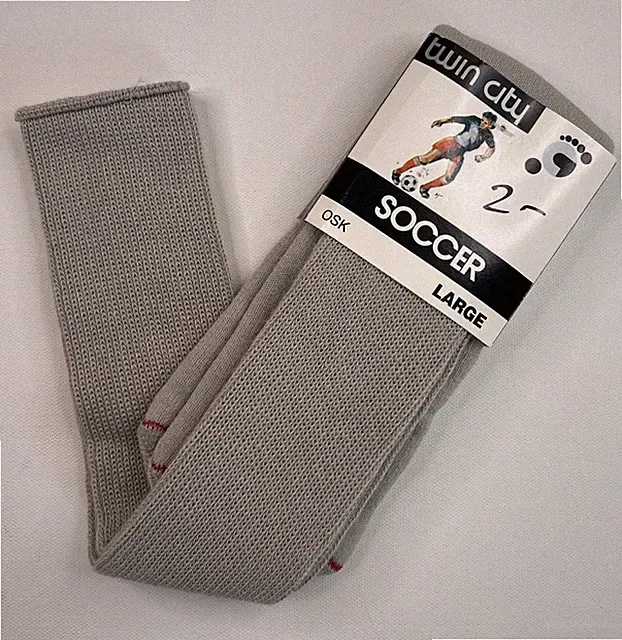 TCK Twin City Knitting Soccer Socks 1 Pair Gray Size Large 10-13 Acrylic Knee Hi