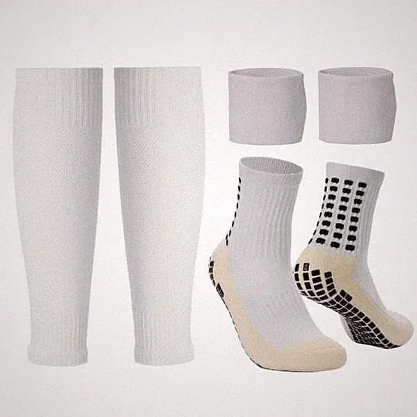 The Grip Sock Socks Soccer with Leg Sleeves | Anti-Slip One Size, White