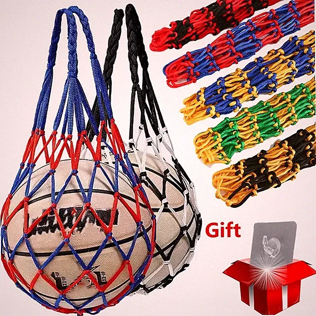 Thick Woven Basketball Net Bag Nylon Mesh Ball Carrier Soccer Volleyball Sack
