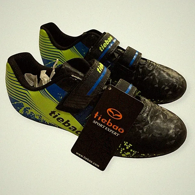 Tiebao Youth Soccer Cleats Black Hook and Loop Straps with Studs