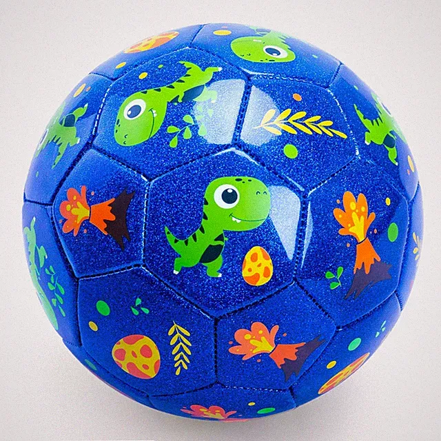 Toddler Soccer Ball Size 2 Cartoon Dinosaur Blue Ball for Kids 2 3 4 5 with P...