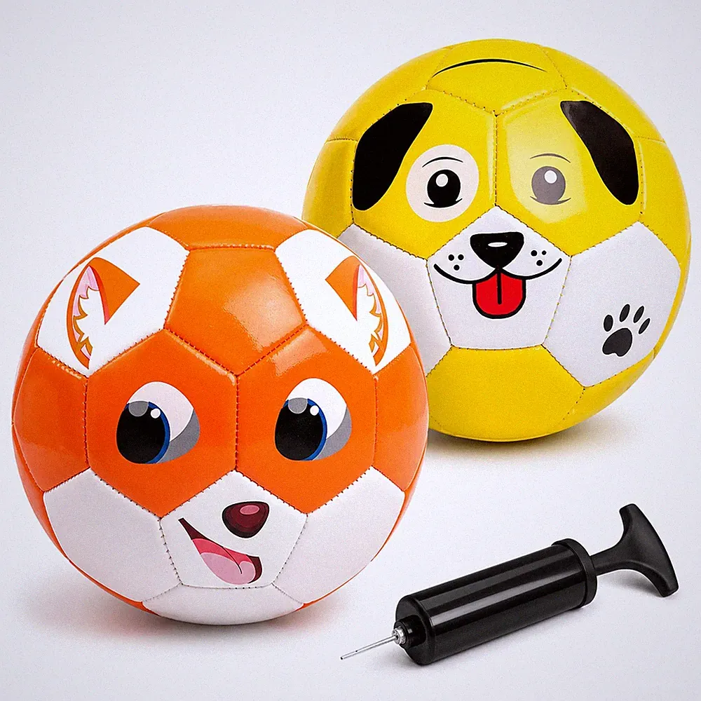 Toddler Soccer Ball Size 2 - Small Soft Kids Ball 2 Pack for Ages 1-5 Cartoon...