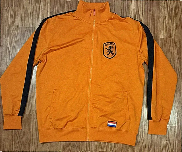 Total Dutch Vintage Holland Label Training Jacket Orange Black Football Soccer