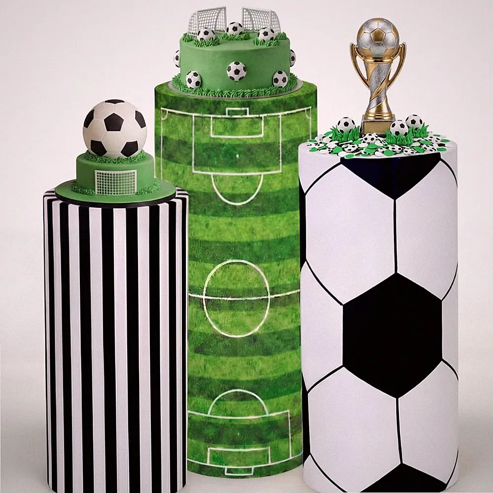 Tranqun 3 Pack Soccer Spandex Cylinder Stand Covers Soccer Theme Party Decor,...
