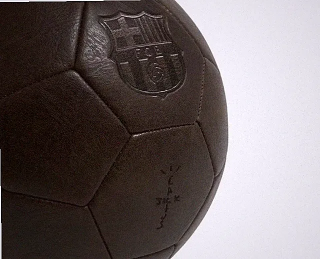 Travis Scott x Barcelona Leather Soccer Ball in hand Ready to Ship