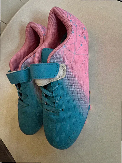 Tulle Kids Ombre Geometric Athletic Football Soccer Cleats Blue & Pink Size 1
