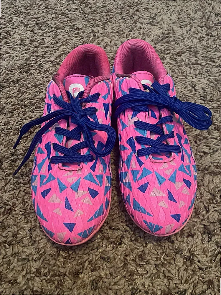 Turf Indoor Soccer Shoes Lace Up Cleats Pink for Kid Girls Size 13
