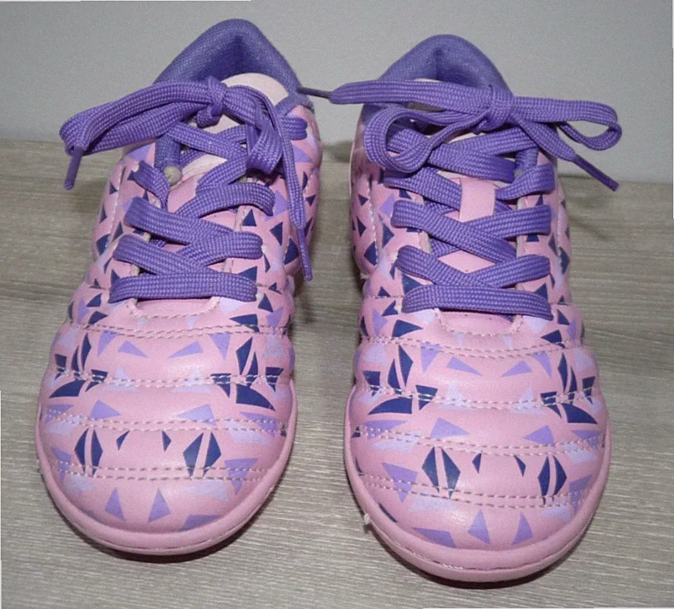 Turf Indoor Soccer Shoes Lace Up Cleats Pink Purple for Kid Girls Size 1