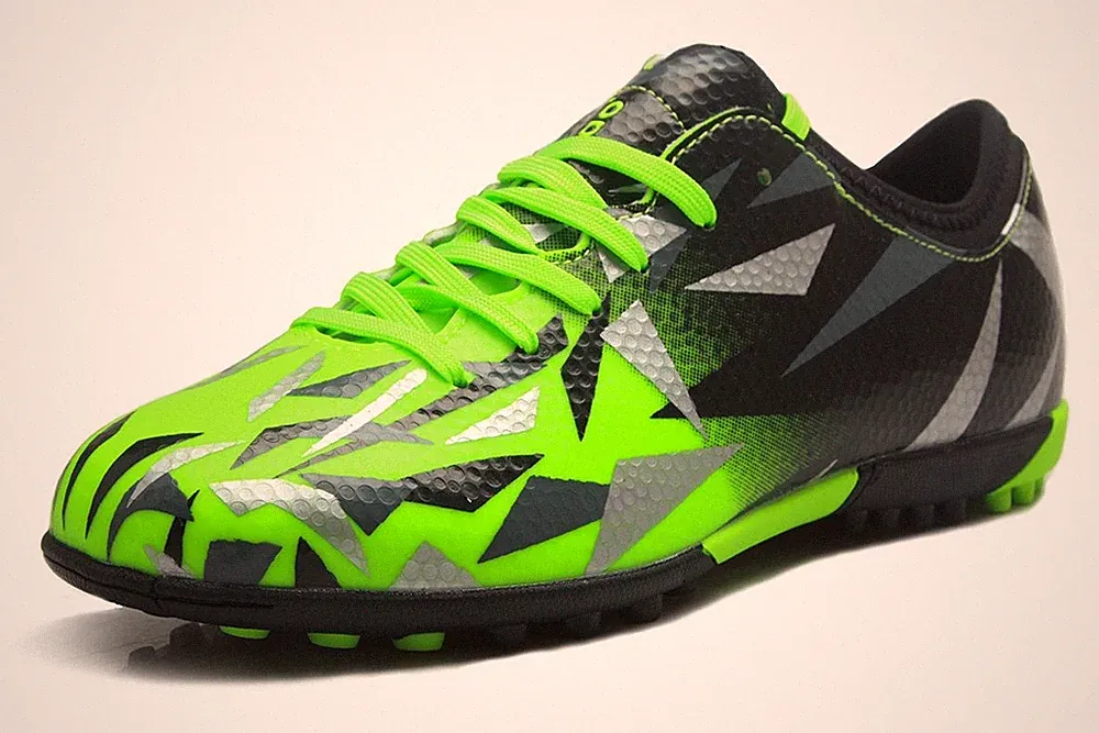 Turf Soccer Shoes Kids Football Trainers Firm Ground Light Green Black No.765...