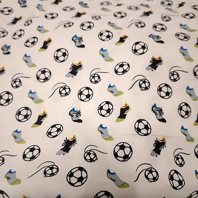 Twin Flat Sheet White Soccer Ball and Cleats Print Sports Bedding