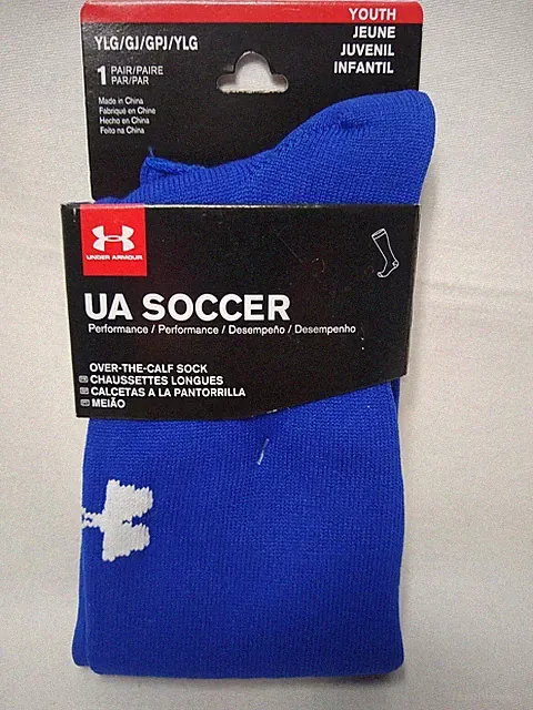 UA Under Armour Soccer Performance OTC Socks, Blue, Youth Large, NWT
