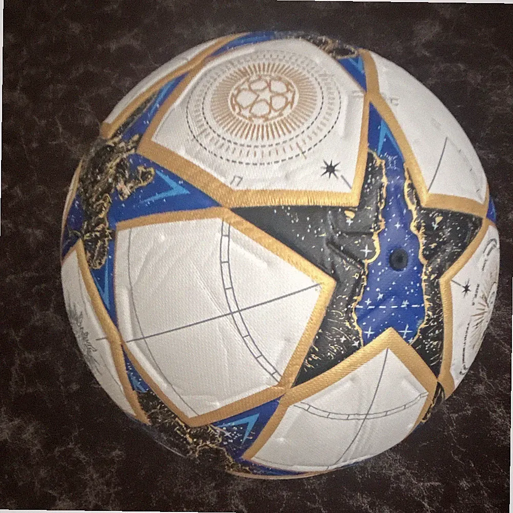 UEFA Champions League Size 5 Soccer Ball White/Blue/Gold/Black Synthetic