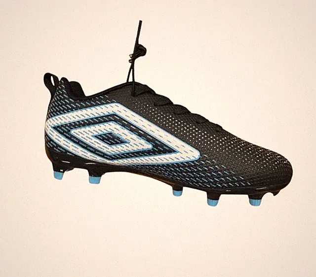 Umbro Aurora II — Kids’ Firm Ground Football Boots-Black/Cyan Blue & White/Teal