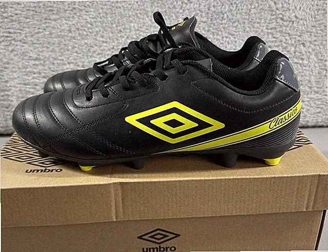 Umbro Classico X FG Junior Soccer Cleats 11.5 Black Safety Yellow Carbon
