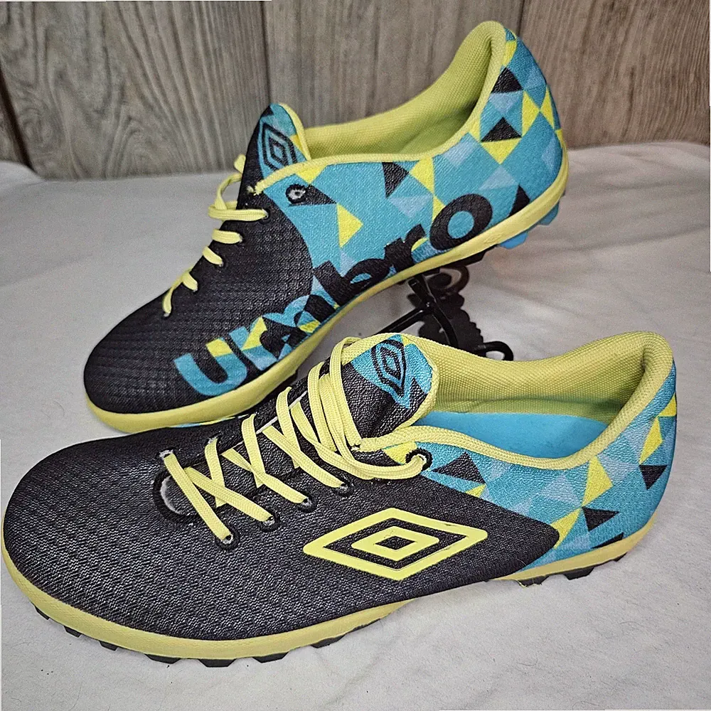 Umbro Flash Turf Indoor Soccer Cleats Womens Size 9.5 Shoes Black Blue Green