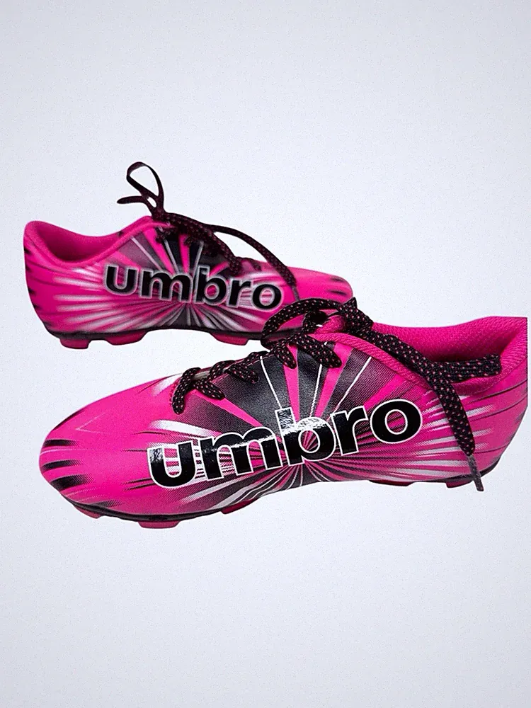 Umbro hot pink and black girls soccer cleats youth size 12K EUC