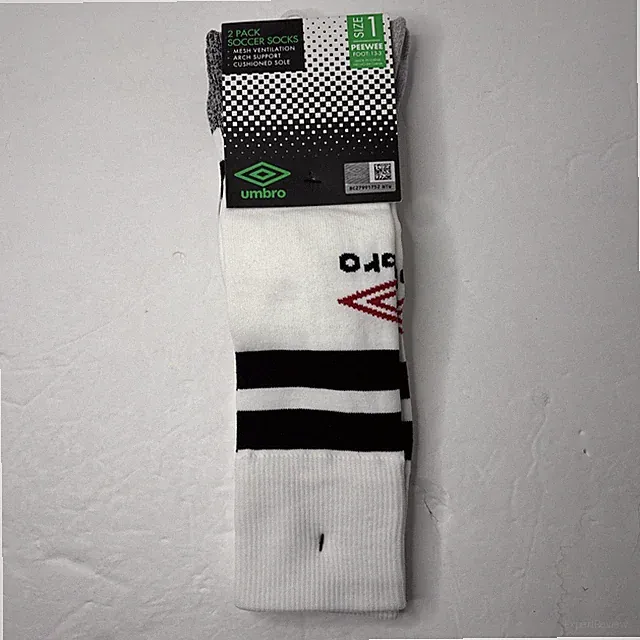 Umbro Pee Wee Soccer Socks Size 1 White Gray 2 Pack Shoe 13-3 NWT