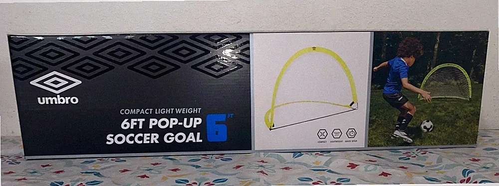 Umbro Pop-up 6 ft Soccer Goal Net, Portable, Green, Zipper Carrying Bag