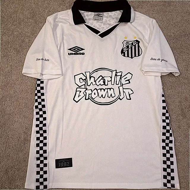 Umbro Santos 1992 Brazilian Soccer Team White T-Shirt Charlie Brown Jr, Size M