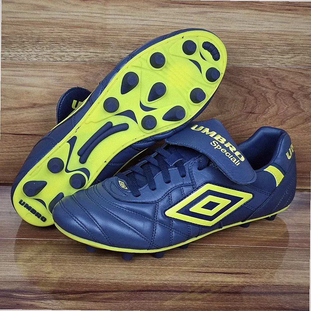 Umbro Speciali Pro 24 FG Soccer Cleats Leather Navy Yellow 86591U-MLL Mens Sz 11