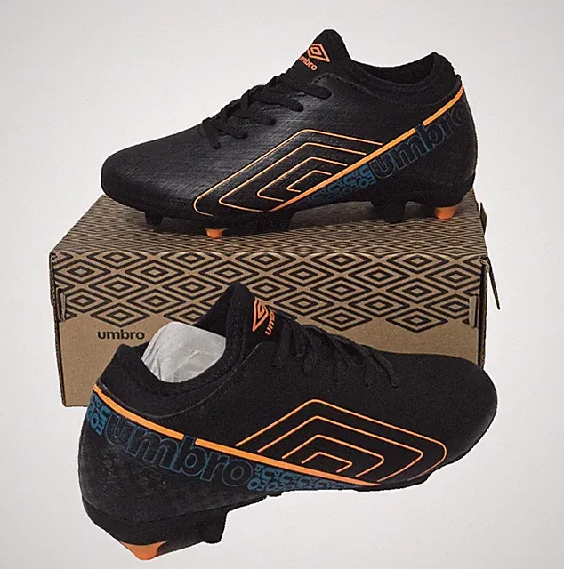 Umbro Spirito FG JNR Youth Firm Ground Cleats US Size 3 Youth Black/Orange/Blue