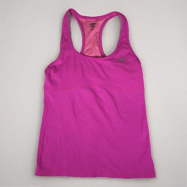 Umbro Tank Top Womens Medium Pink Racerback Ruched Mesh Back Athletic Workout