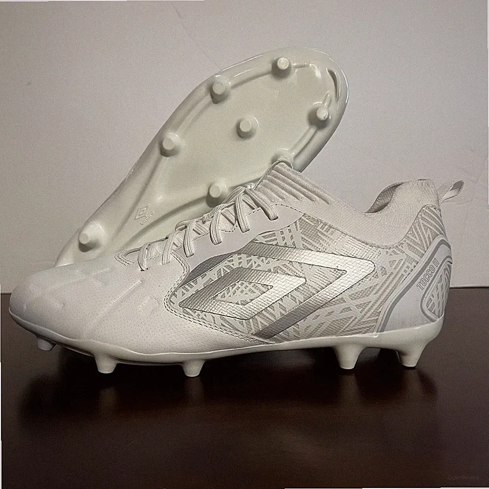 Umbro Tocco II Premier FG Men's Size 9.5 Leather Soccer Cleats White Silver