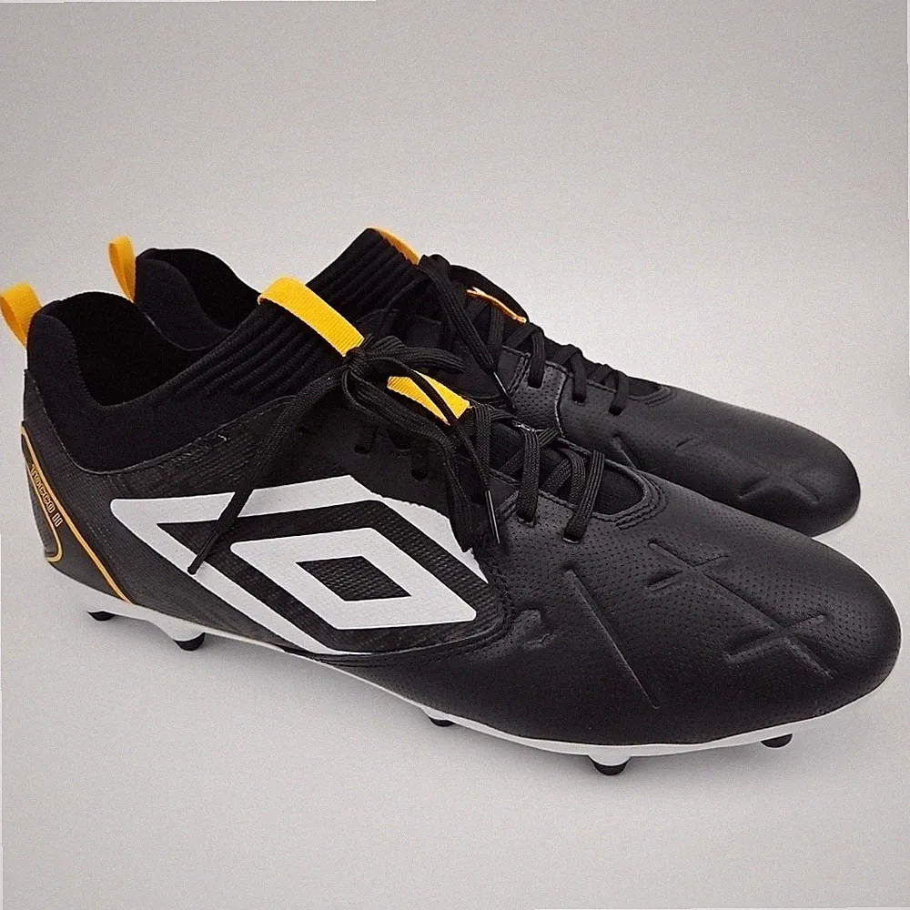 Umbro Tocco II Premier FG Soccer Cleats Black/White/Saffron Size 13