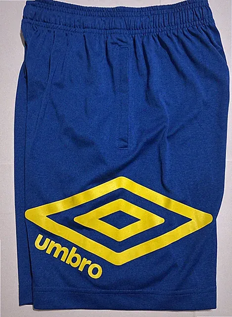 Umbro Youth Boys Soccer Shorts Size M 8/10 Royal Blue Yellow Athletic