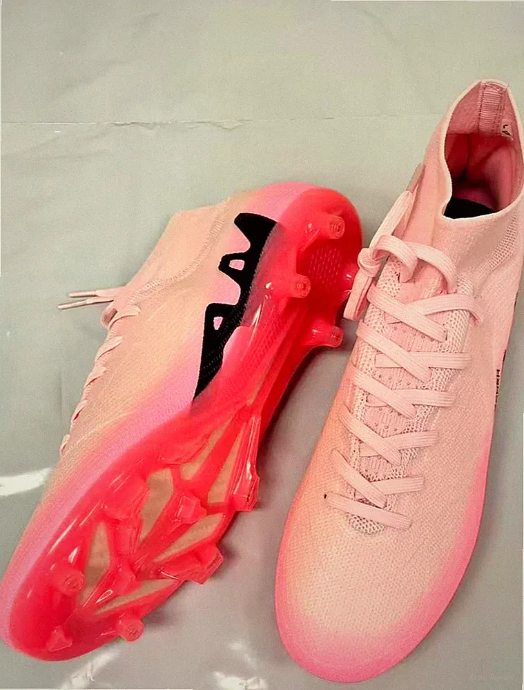 Unbranded Men’s Soccer Cleats High-Top Athletic Football Shoes pink size 43